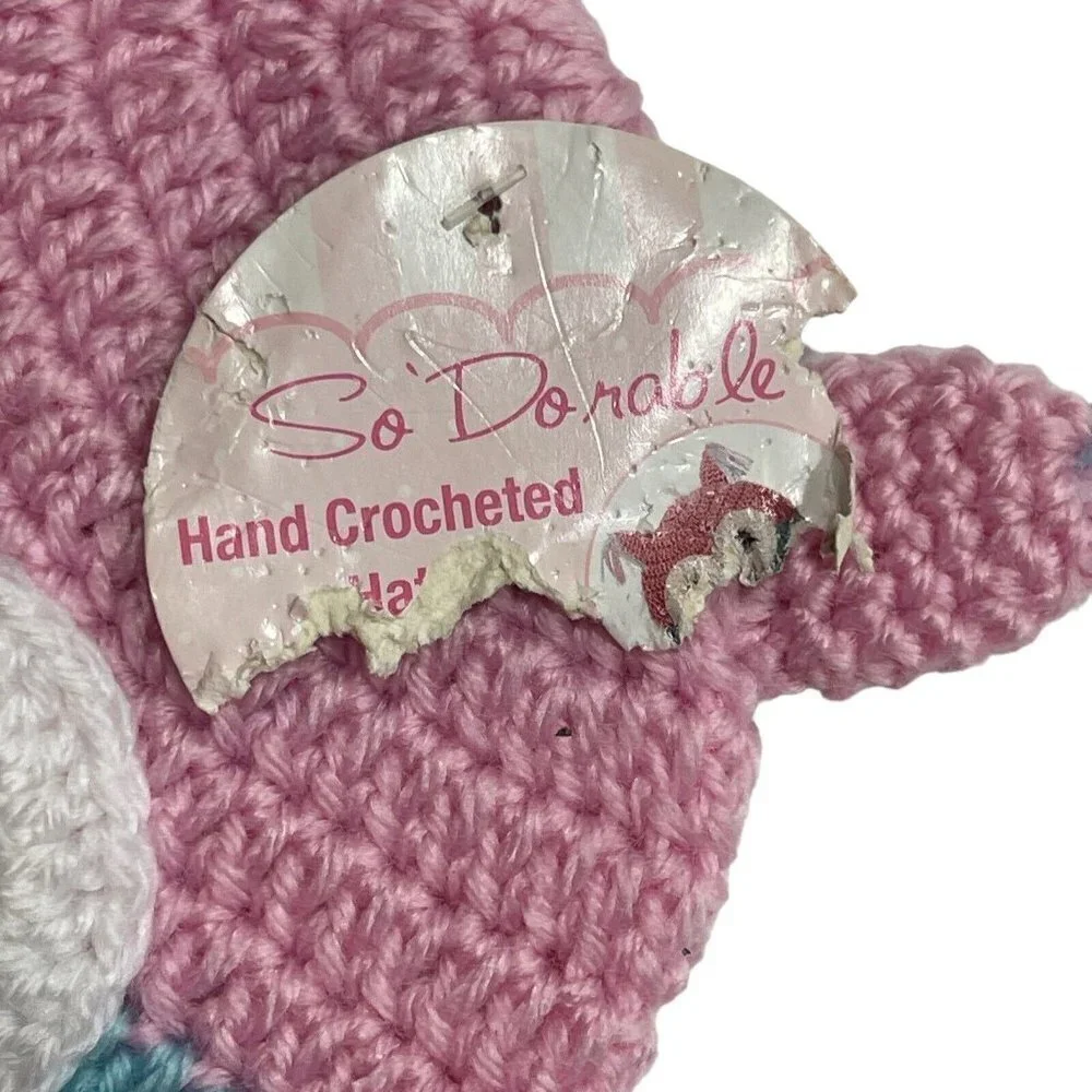SO DORABLE Hand Crocheted Owl Bird Baby Winter Hat 0-6‎ Mos. Multi Beanie Boggan